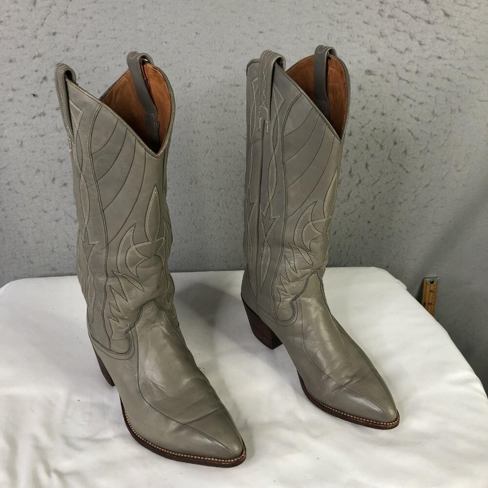 Dan Post Boots Womens Size 6.5C Gray Leather Western Pointed Toe Spain 4117